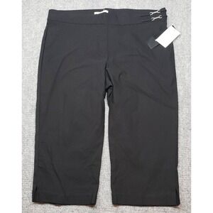 Linda Matthews Capri Pants Womens XL Black Comfort Waist High Rise Stretch New
